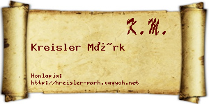Kreisler Márk névjegykártya